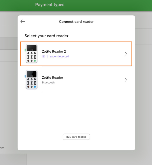 Select card reader type