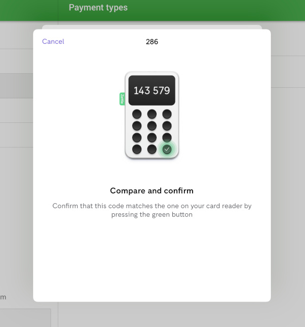 Confirmation connection to card reader