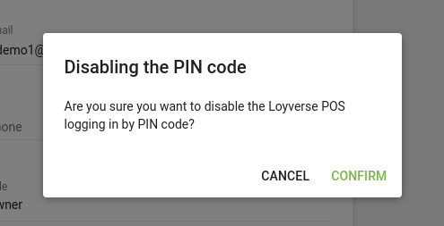 Disabling PIN dialog window