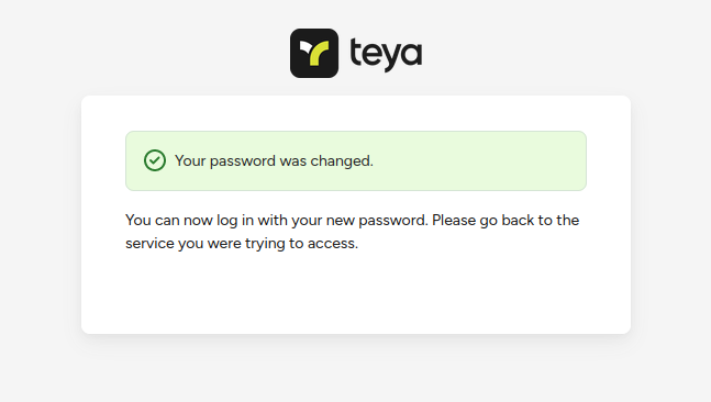 confirmation message of the resetting password