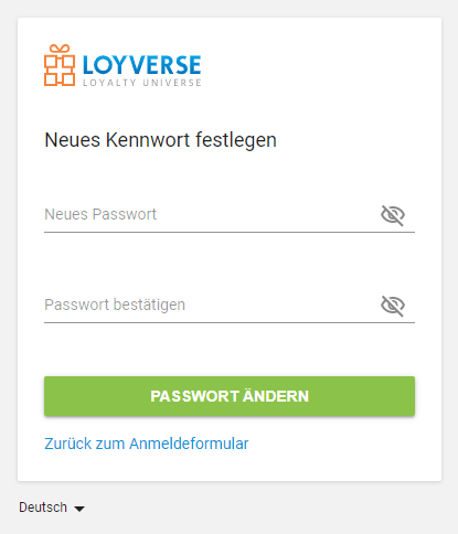 klicken Sie dann auf 'Passwort ändern'