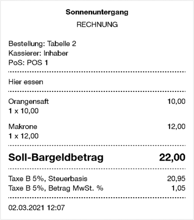 Gedruckte Rechnung