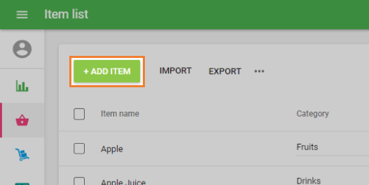 ‘Add item’ button