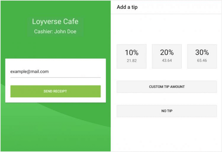 tips from predefined percentage values