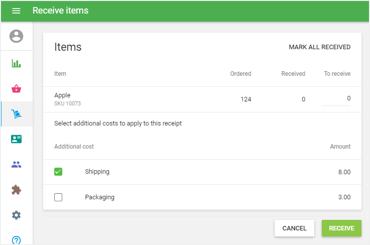 select which additional costs to take into account