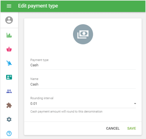 form ‘Edit payment type’