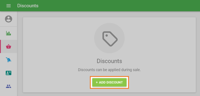 click on the ‘+ ADD DISCOUNT’ button