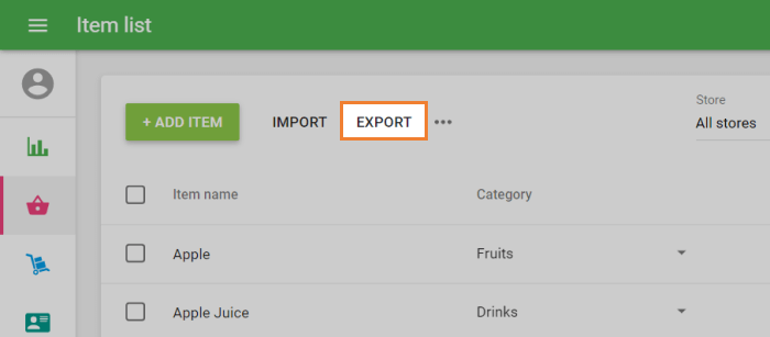 ‘Export’ button
