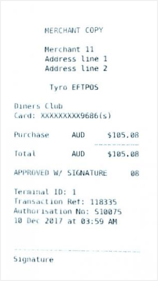 merchant copy of payment receipt