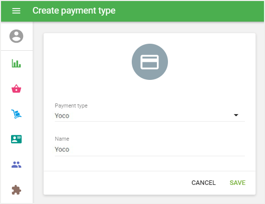 select the ‘Yoco’ payment type