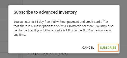 Subscribe to Advanced inventory