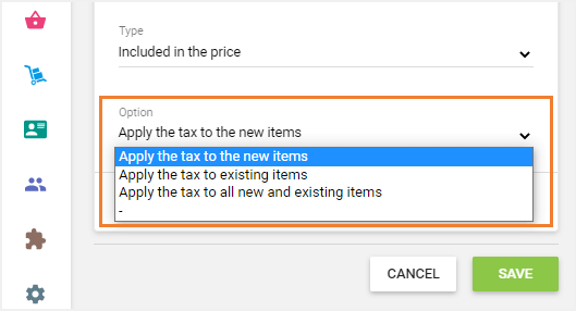 items to which tax should apply