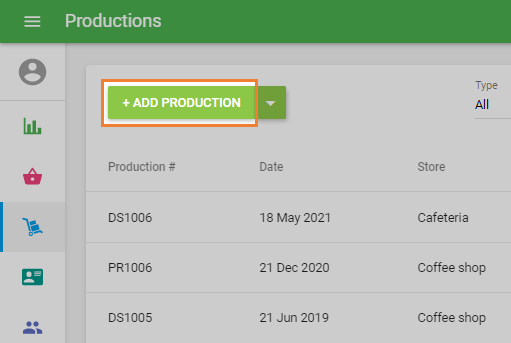 ‘+ Add production’ button
