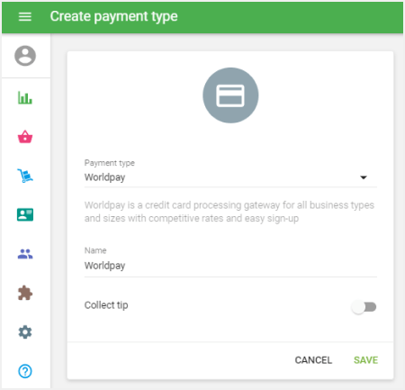 select the ‘WorldPay’ payment