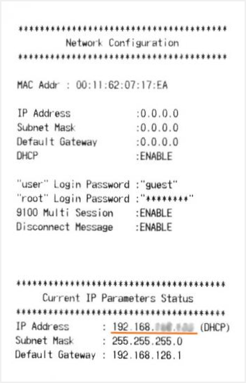 IP address of your printer