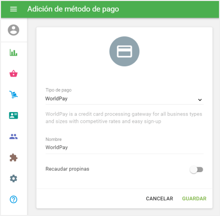 seleccione el método ‘WorldPay’