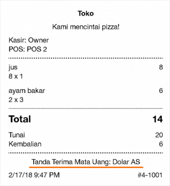 Informasi mata uang tanda terima