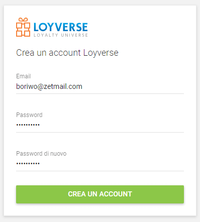 compilare una password per creare un account