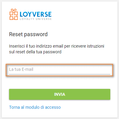 Reimposta password