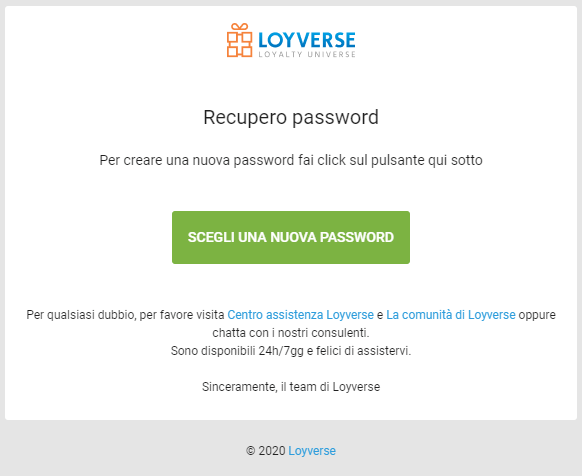 Crea una nuova password