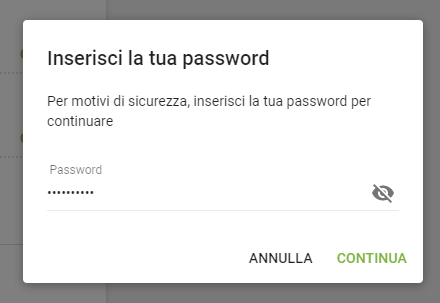 Inserisci la password del proprietario