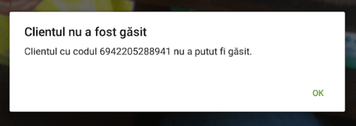 Mesajul „Clientul nu a fost găsit”