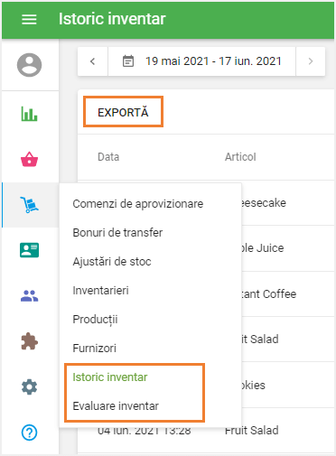 Exportarea Rapoartelor din Gestiunea Avansată a Stocurilor