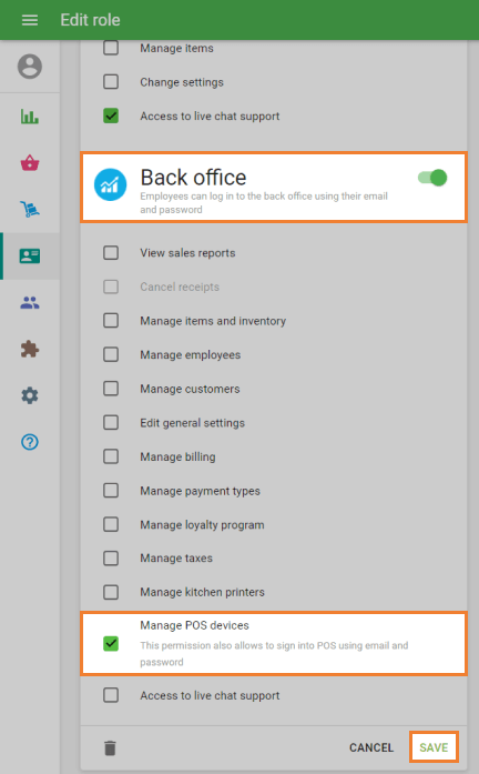 Manage POS devices