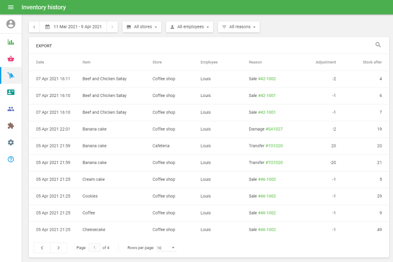 Inventory history