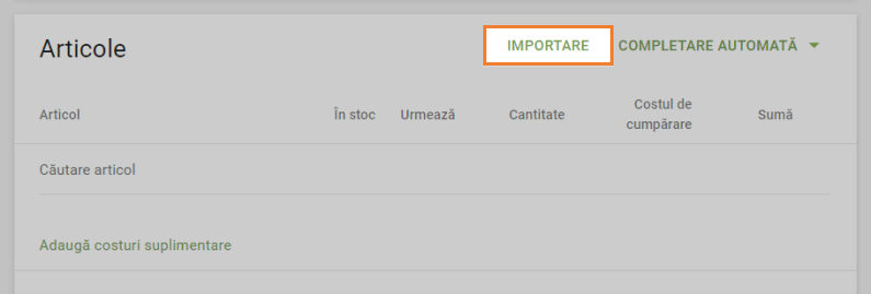 faceți clic pe butonul Import
