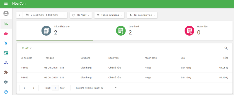 Bạn sẽ thấy một danh sách các biên lai được liên kết với khách hàng này
